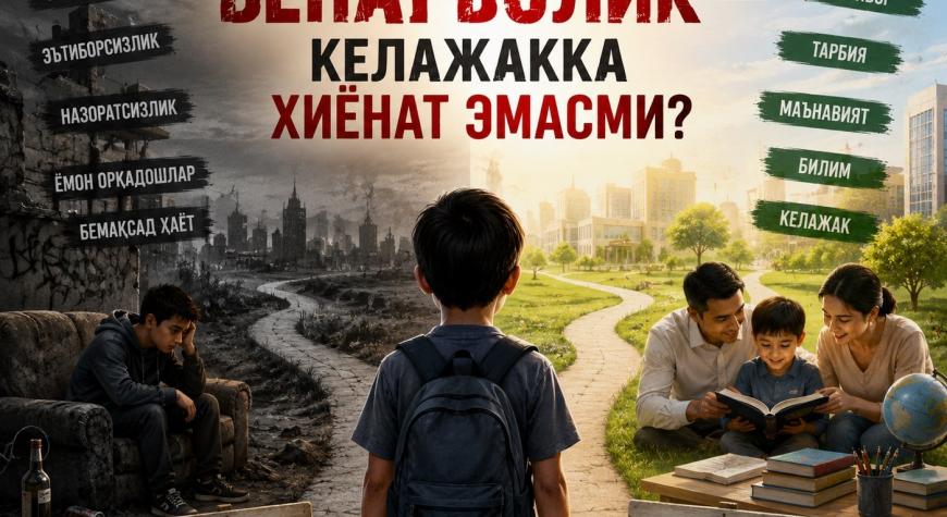ТАРБИЯДАГИ БЕПАРВОЛИК — КЕЛАЖАККА ХИЁНАТ ЭМАСМИ?
