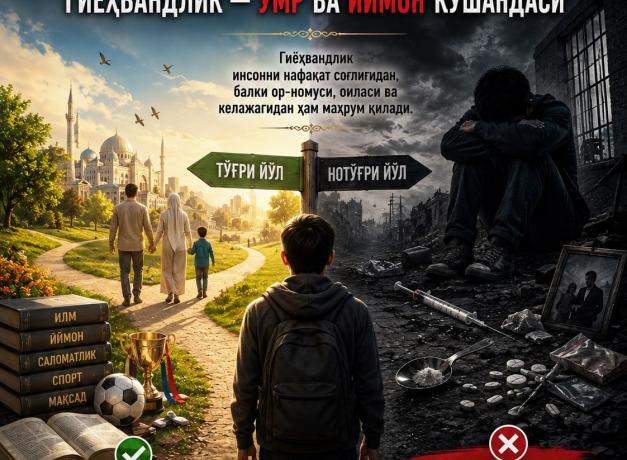 ТЎҒРИ ЙЎЛДАН АДАШТИРУВЧИ ЗАҲАР. ГИЁҲВАНДЛИК — УМР ВА ИЙМОН КУШАНДАСИ