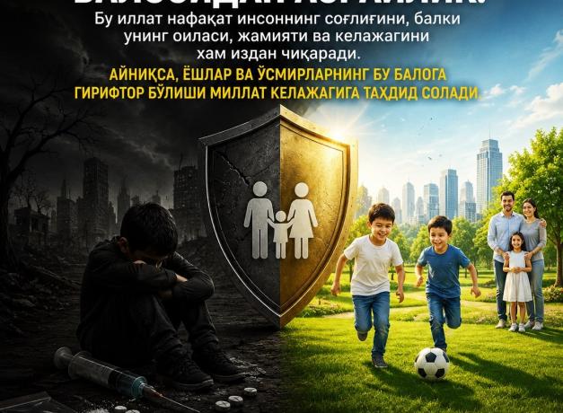ФАРЗАНДЛАРИМИЗНИ ГИЁҲВАНДЛИК БАЛОСИДАН АСРАЙЛИК!