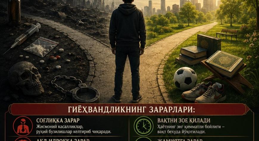 ГИЁҲВАНДЛИК ИНСОНГА ҲАР ТАМОНЛАМА УЛКАН ЗАРАР БЕРАДИ.
