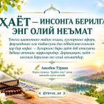 ҲАЁТ — ИНСОНГА БЕРИЛГАН ЭНГ ОЛИЙ НЕЪМАТ